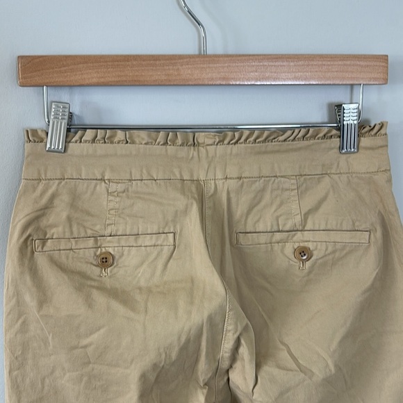 J Crew Crop Ruffle Chino Pant Khaki G2041 Classic Basic Career Sz 2 NEW - Picture 7 of 13